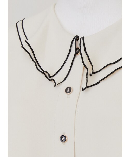 Marjorie（マージョリー）の「岸芷，飄逸雙層荷葉領上衣（トップス・レディース・米白・S/M）」の9枚目の写真