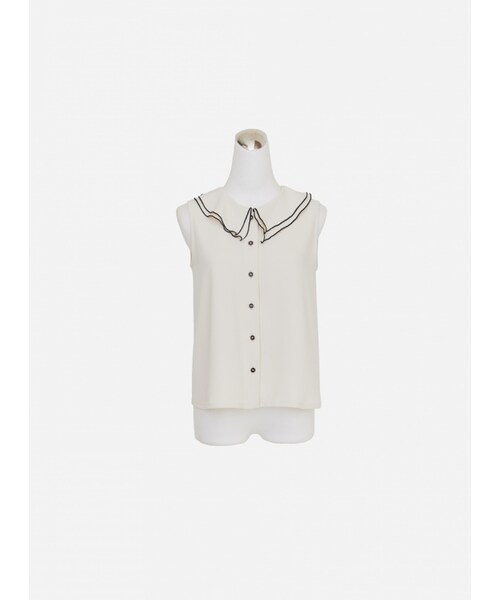 Marjorie（マージョリー）の「岸芷，飄逸雙層荷葉領上衣（トップス・レディース・米白・S/M）」の7枚目の写真