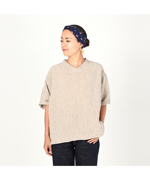 リネンのVネックTシャツ リネンの VネックTシャツ メンズ LINEN & BASIC | ウェア