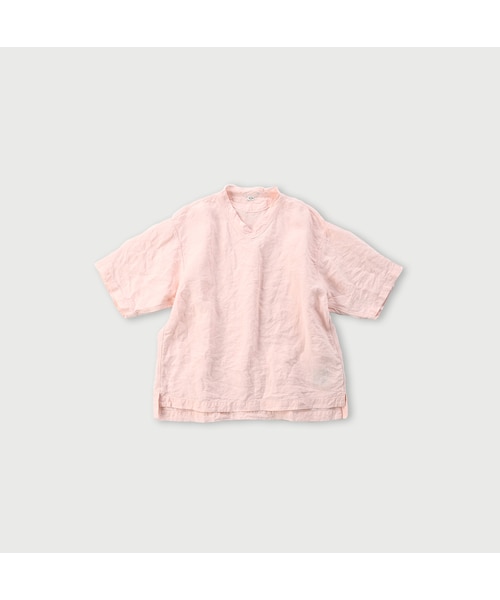 45R リネンVネックシャツ　ピンク 45R リネンVネックシャツ ピンク
