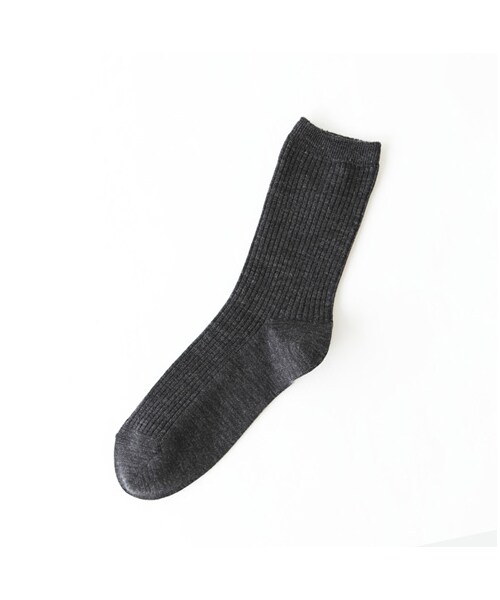 靴下屋（クツシタヤ）の「ウール2ｘ2リブソックス（ソックス・靴下・レディース・オフホワイト/キナリ/グレー/クロ/チャコールモク/ローズピンク/アカ/エンジ/カラシ/ダークグリーン/ブルー/コン・22.0～24.0cm）」の4枚目の写真