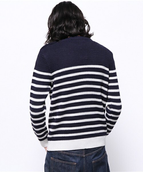 FREDY&GLOSTER（フレディアンドグロスター）の「肩釦パネルプルオーバーニット <Men's JOKER/Fine掲載>（ニット/セーター・メンズ・ホワイト系その他/ネイビー/ホワイト×ネイビー・MEDIUM/LARGE/X-LARGE）」の6枚目の写真