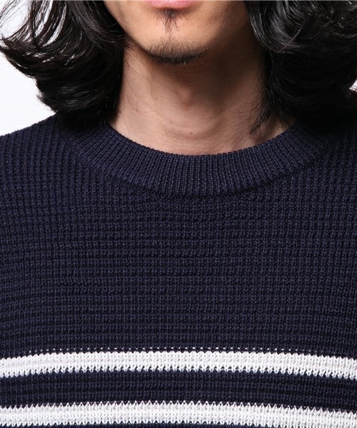 FREDY&GLOSTER（フレディアンドグロスター）の「肩釦パネルプルオーバーニット <Men's JOKER/Fine掲載>（ニット/セーター・メンズ・ホワイト系その他/ネイビー/ホワイト×ネイビー・MEDIUM/LARGE/X-LARGE）」の7枚目の写真