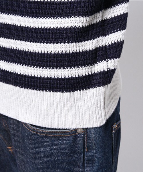 FREDY&GLOSTER（フレディアンドグロスター）の「肩釦パネルプルオーバーニット <Men's JOKER/Fine掲載>（ニット/セーター・メンズ・ホワイト系その他/ネイビー/ホワイト×ネイビー・MEDIUM/LARGE/X-LARGE）」の10枚目の写真
