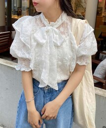 one after another NICE CLAUP | ボウタイフリルブラウス(シャツ/ブラウス)