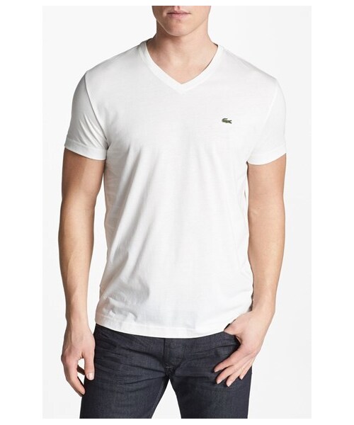 LACOSTE（ラコステ）の「Lacoste Pima Cotton Jersey V-Neck T-Shirt（Tシャツ/カットソー・メンズ・White/Black/Navy・Regular 4(s)/Regular 9(3xl)/Regular 7(xl)/Regular 8(xxl)/Regular 6(l)/Regular 3(xs)/Regular 5(m)）」の2枚目の写真