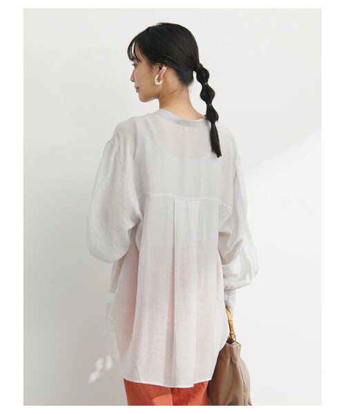 Green　Parks（グリーンパークス）の「・ELENCARE DUE シアーロングスリーブシャツ（トップス・グレー/ブラック/ピンク/グリーン・F）」の7枚目の写真