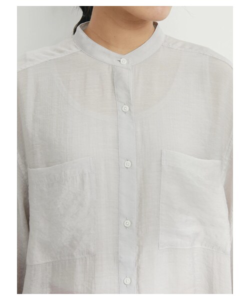 Green　Parks（グリーンパークス）の「・ELENCARE DUE シアーロングスリーブシャツ（トップス・グレー/ブラック/ピンク/グリーン・F）」の8枚目の写真