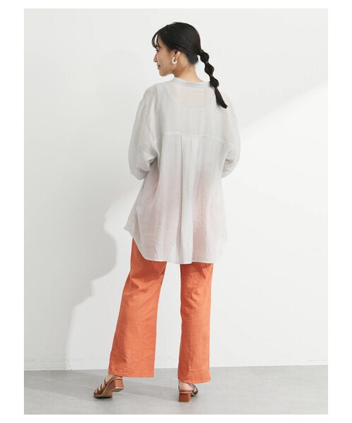 Green　Parks（グリーンパークス）の「・ELENCARE DUE シアーロングスリーブシャツ（トップス・グレー/ブラック/ピンク/グリーン・F）」の4枚目の写真