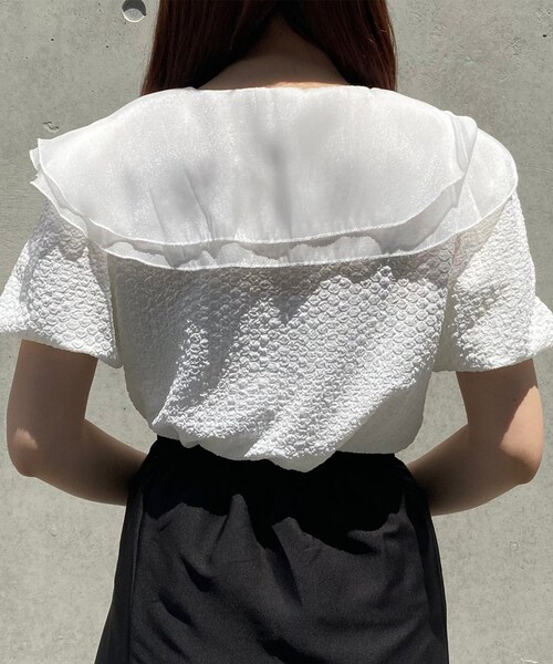 Voyage titty&Co.PETIT（ボヤージュティティアンドコープチ）の「【Voyage titty&Co.】シアーダブルカラートップス（トップス・レディース・ホワイト・F）」の12枚目の写真