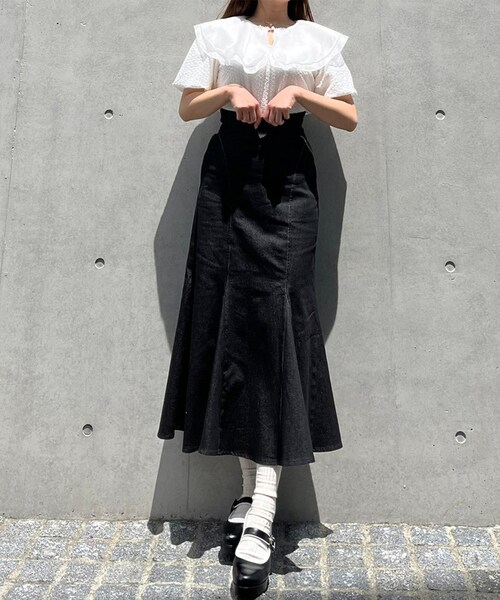 Voyage titty&Co.PETIT（ボヤージュティティアンドコープチ）の「【Voyage titty&Co.】シアーダブルカラートップス（トップス・レディース・ホワイト・F）」の9枚目の写真