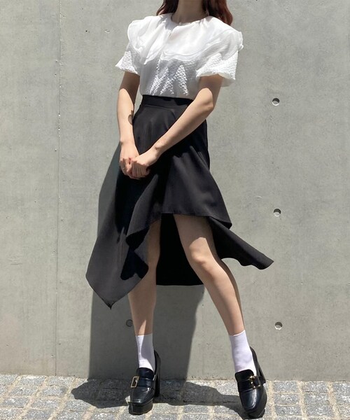 Voyage titty&Co.PETIT（ボヤージュティティアンドコープチ）の「【Voyage titty&Co.】シアーダブルカラートップス（トップス・レディース・ホワイト・F）」の6枚目の写真