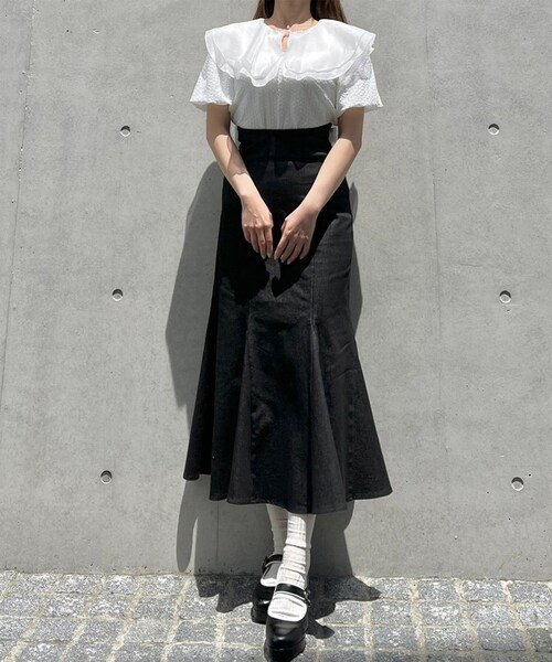 Voyage titty&Co.PETIT（ボヤージュティティアンドコープチ）の「【Voyage titty&Co.】シアーダブルカラートップス（トップス・レディース・ホワイト・F）」の8枚目の写真