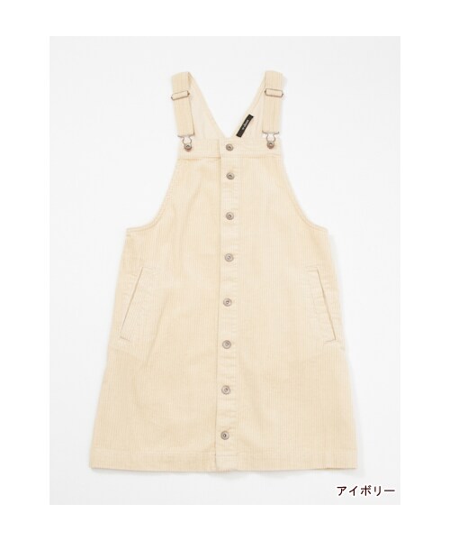 w closet(ダブルクローゼット)の「コーデュロイ前開きジャンスカ(その他・レディース・アイボリー/ライトグレー/ブラック・FREE)」の2枚目の写真