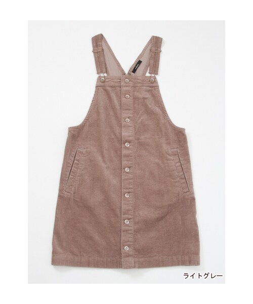 w closet(ダブルクローゼット)の「コーデュロイ前開きジャンスカ(その他・レディース・アイボリー/ライトグレー/ブラック・FREE)」の3枚目の写真