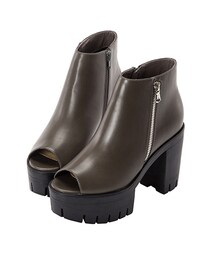 gracegift | 魚口拉鍊厚底踝靴(シューズ)