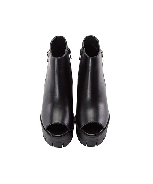 gracegift(グレースギフト)の「魚口拉鍊厚底踝靴(シューズ・レディース・灰褐/黑・35/36/37/38/39/40/41)」の14枚目の写真