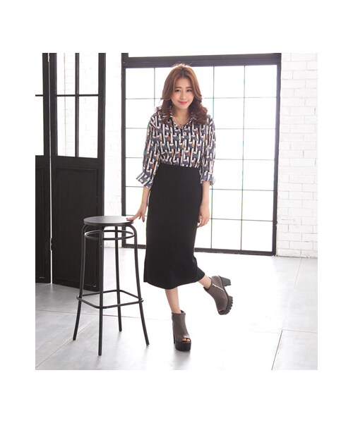 gracegift(グレースギフト)の「魚口拉鍊厚底踝靴(シューズ・レディース・灰褐/黑・35/36/37/38/39/40/41)」の6枚目の写真