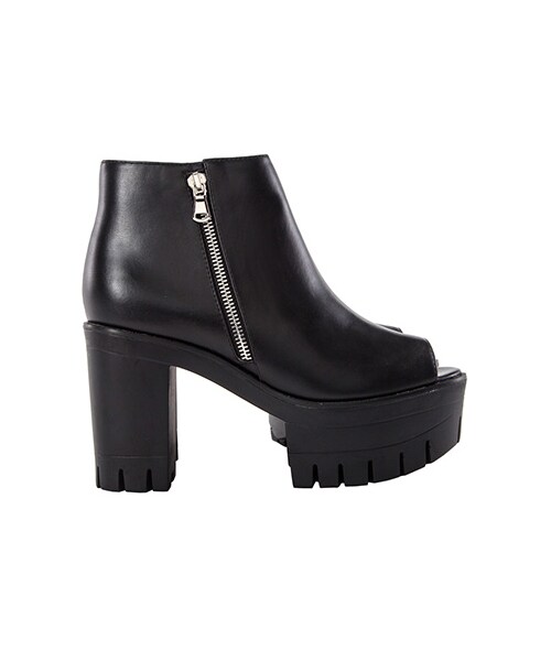 gracegift(グレースギフト)の「魚口拉鍊厚底踝靴(シューズ・レディース・灰褐/黑・35/36/37/38/39/40/41)」の13枚目の写真