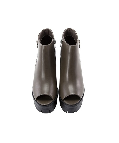 gracegift(グレースギフト)の「魚口拉鍊厚底踝靴(シューズ・レディース・灰褐/黑・35/36/37/38/39/40/41)」の3枚目の写真