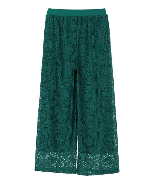 Green　Parks（グリーンパークス）の「格子柄レースパンツ（パンツ・ブラック/グリーン/エクリュ・F）」の3枚目の写真