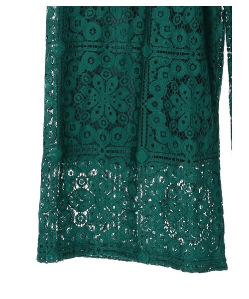 Green　Parks（グリーンパークス）の「格子柄レースパンツ（パンツ・ブラック/グリーン/エクリュ・F）」の6枚目の写真