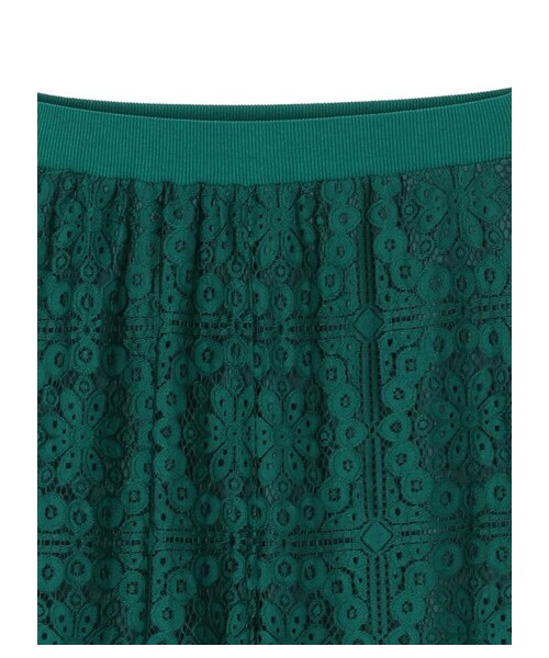 Green　Parks（グリーンパークス）の「格子柄レースパンツ（パンツ・ブラック/グリーン/エクリュ・F）」の4枚目の写真