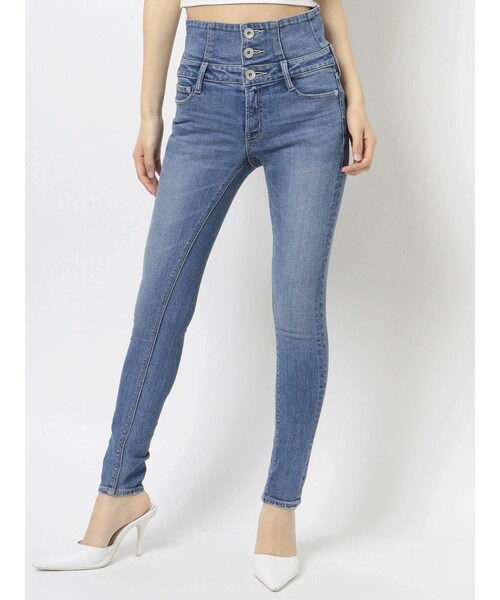 GYDA（ジェイダ）の「H/W ウエストクロススキニーデニムパンツ（デニムパンツ・ブルー/アイスブルー・M/XS/S）」の2枚目の写真