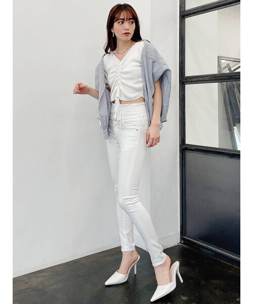 GYDA（ジェイダ）の「H/W ウエストクロススキニーデニムパンツ（デニムパンツ・ブルー/アイスブルー・M/XS/S）」の15枚目の写真