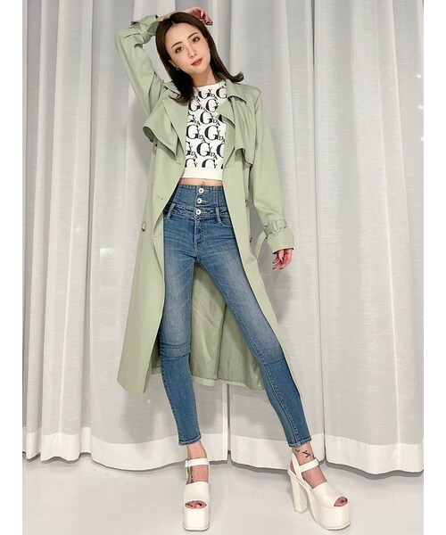 GYDA（ジェイダ）の「H/W ウエストクロススキニーデニムパンツ（デニムパンツ・ブルー/アイスブルー・M/XS/S）」の10枚目の写真