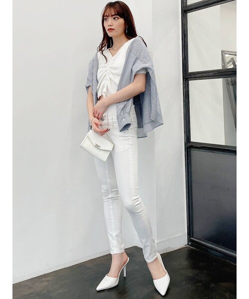 GYDA（ジェイダ）の「H/W ウエストクロススキニーデニムパンツ（デニムパンツ・ブルー/アイスブルー・M/XS/S）」の19枚目の写真