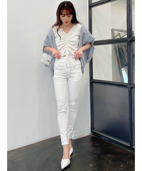 GYDA（ジェイダ）の「H/W ウエストクロススキニーデニムパンツ（デニムパンツ・ブルー/アイスブルー・M/XS/S）」の17枚目の写真