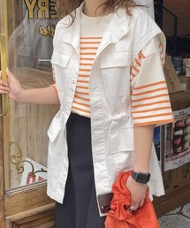 DISCOAT | スタンドネックミリタリーベスト(シャツ/ブラウス)