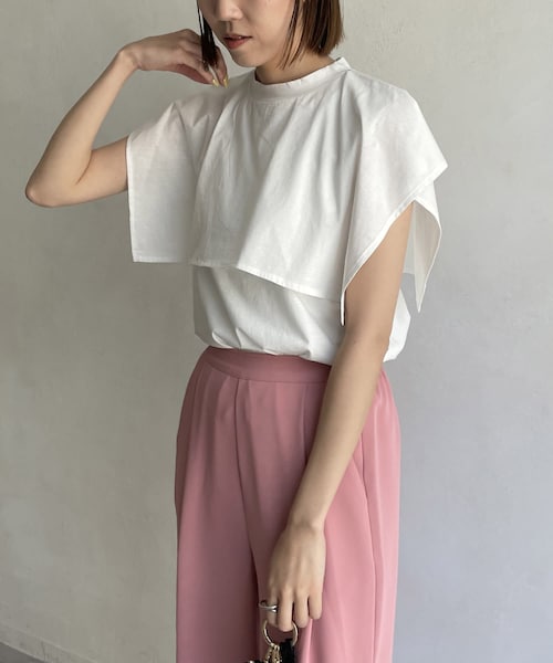 CAPRICIEUX LE'MAGE（カプリシューレマージュ）の「【HAPPY BAG対象商品】ケープTシャツ（Tシャツ/カットソー・レディース・ホワイト/カーキ/ブラック・F）」の2枚目の写真