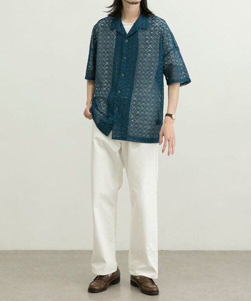 URBAN RESEARCH ID（アーバンリサーチ アイディー）の「URBAN RESEARCH iD 蕾絲開領襯衫（トップス・メンズ・黑色/煙燻藍色/煙燻綠色・M/L）」の3枚目の写真