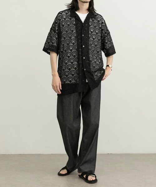 URBAN RESEARCH ID（アーバンリサーチ アイディー）の「URBAN RESEARCH iD 蕾絲開領襯衫（トップス・メンズ・黑色/煙燻藍色/煙燻綠色・M/L）」の9枚目の写真