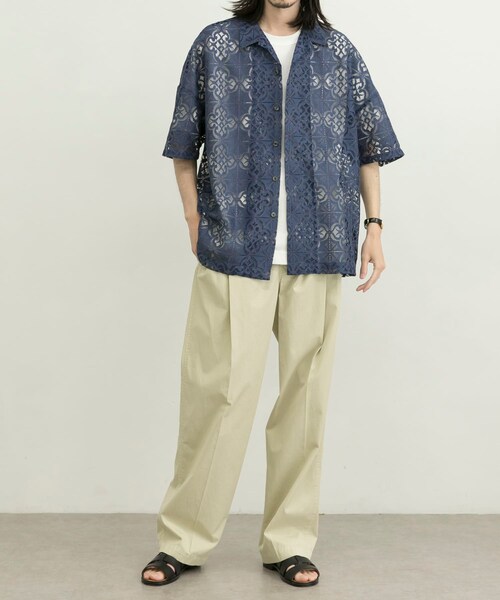 URBAN RESEARCH ID（アーバンリサーチ アイディー）の「URBAN RESEARCH iD 蕾絲開領襯衫（トップス・メンズ・黑色/煙燻藍色/煙燻綠色・M/L）」の7枚目の写真