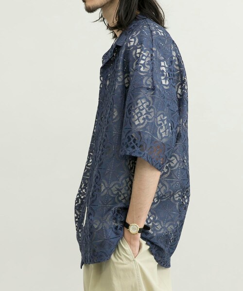 URBAN RESEARCH ID（アーバンリサーチ アイディー）の「URBAN RESEARCH iD 蕾絲開領襯衫（トップス・メンズ・黑色/煙燻藍色/煙燻綠色・M/L）」の5枚目の写真