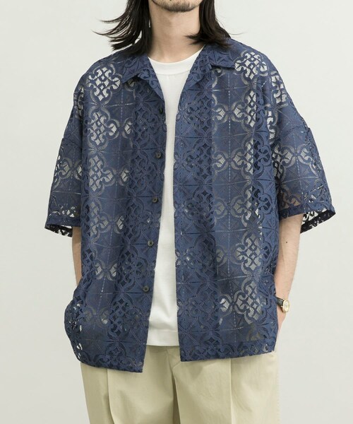URBAN RESEARCH ID（アーバンリサーチ アイディー）の「URBAN RESEARCH iD 蕾絲開領襯衫（トップス・メンズ・黑色/煙燻藍色/煙燻綠色・M/L）」の6枚目の写真
