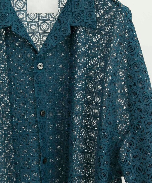URBAN RESEARCH ID（アーバンリサーチ アイディー）の「URBAN RESEARCH iD 蕾絲開領襯衫（トップス・メンズ・黑色/煙燻藍色/煙燻綠色・M/L）」の20枚目の写真