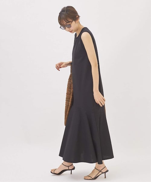 plage ティアードノースリーブワンピース 2022SS ブラック 36 plage ティアードノースリーブワンピース 2022SS ブラック 36