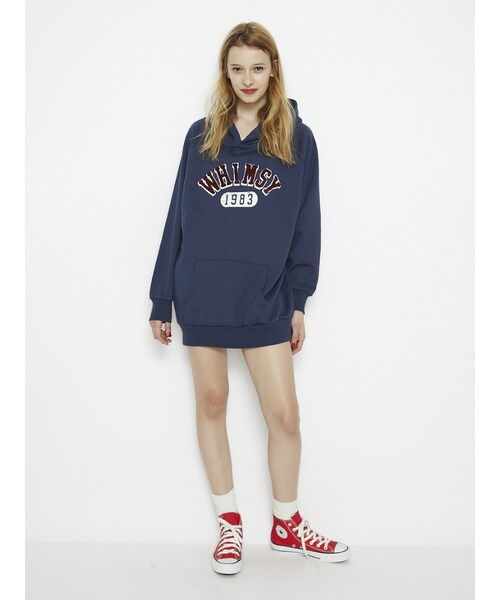 jouetie（ジュエティ）の「サガラカレッジチュニックパーカ（トップス・レディース・オフホワイト/グレー/ネイビー・M）」の4枚目の写真