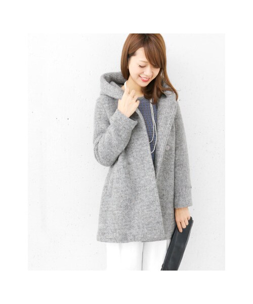 URBAN RESEARCH DOORS(アーバンリサーチドアーズ)の「ボリュームフードコート(ジャケット/アウター・レディース・BLACK/GRAY・one)」の4枚目の写真