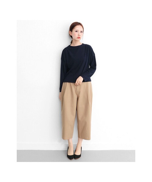 KBF（ケイビーエフ）の「KBF+　ビックタッククロップドワイドパンツ（パンツ・レディース・BEG/NVY/BLK・one）」の6枚目の写真