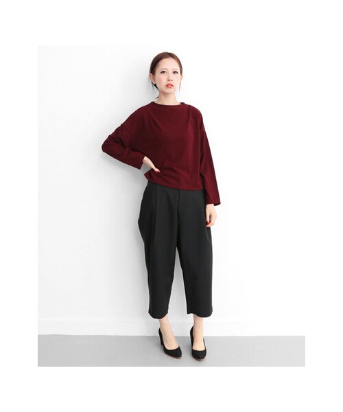 KBF（ケイビーエフ）の「KBF+　ビックタッククロップドワイドパンツ（パンツ・レディース・BEG/NVY/BLK・one）」の4枚目の写真