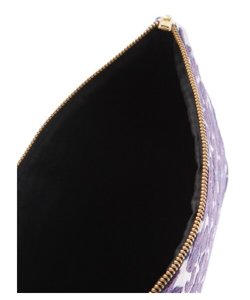 E hyphen world gallery（イーハイフンワールドギャラリー）の「【Special Price】レオパードジャガードクラッチバック（バッグ・ポーチ・レディース・ベージュ/ブルー・F）」の5枚目の写真