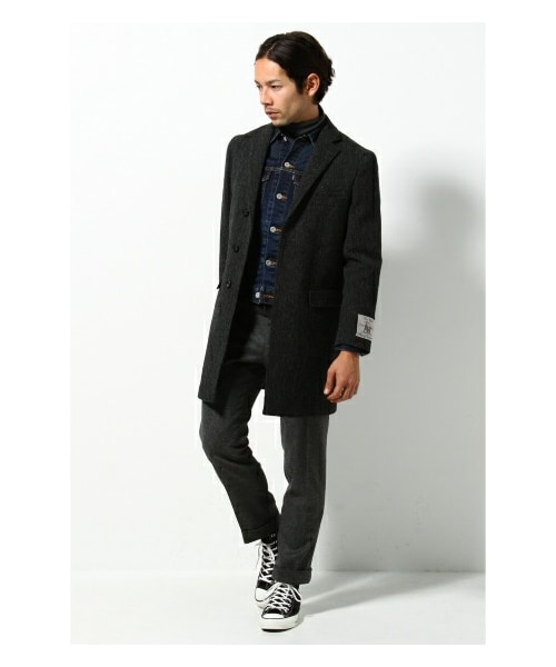 Journal Standard TRISECT（トライセクト）の「【FOX Brothers】 HB CHESTER/フォックス ブラザース ヘリンボーンチェスターコート（ステンカラーコート・メンズ・グレー・M/L）」の12枚目の写真