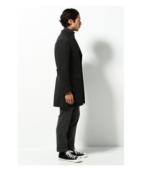 Journal Standard TRISECT（トライセクト）の「【FOX Brothers】 HB CHESTER/フォックス ブラザース ヘリンボーンチェスターコート（ステンカラーコート・メンズ・グレー・M/L）」の3枚目の写真
