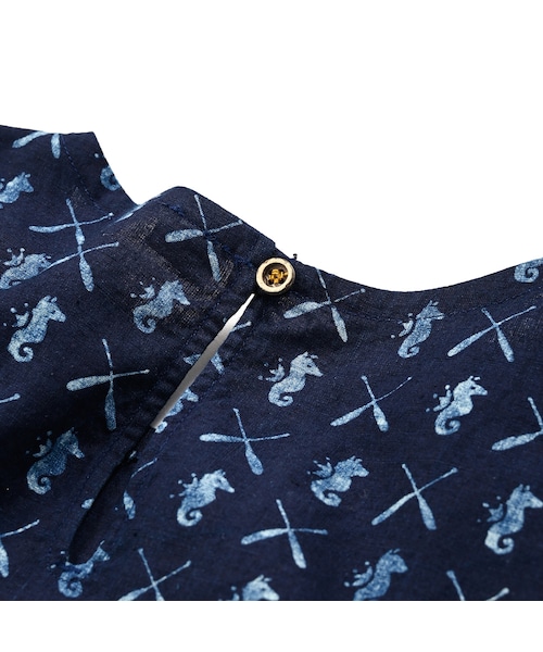 45r 海の左馬抜染の908オーシャンプルシャツ（インディゴ） 45R（フォーティファイブアール）の「海の左馬抜染のMシャツ