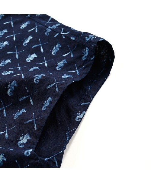 45r 海の左馬抜染の908オーシャンプルシャツ（インディゴ） 45R（フォーティファイブアール）の「海の左馬抜染のMシャツ